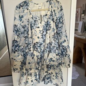 Maeve Cream and Blue Floral Mini Dress - from Anthropology (Size XS) NWT